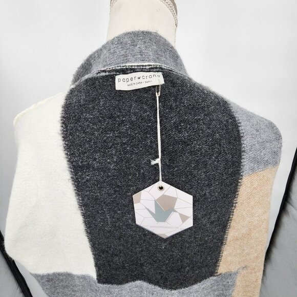 PAPER CRANE Colorblock Open Front Long Cardigan Sweater Small NWT - Picture 9 of 11